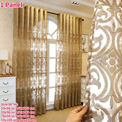 1 Panel European Sheer Curtain Textured Semi-Shading Window Tulle Drape Decor