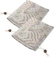 FRCOLOR 2pcs Double Layer Drawstring Jewelry Storage Bags Reusable Pouches for Candy Goodies Coins Effortless Organization Durable Protection for Travel and Home Use
