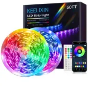RGB LED Strip Lights, 50ft Bluetooth LED Rope Lights for Bedroom, 2 Rolls of ...