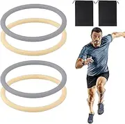 Patella Band, 4pcs Patella Knee Brace, Patella Knee Strap, Silicone Kneecap​ Fine Bands for Knee Pain Relief, Elastic Kneecap​ Knee Brace Support, Fixed Knee Stabilizer Rings with Bag（Beige&Grey)