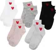 [CATIEBYE] Cute Heart Pattern Women's Socks Summer Thin Cotton Ankle Socks No Show Socks for Women