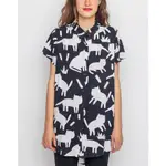 LAZY OAF  MONO CAT SHIRT 英國小眾 黑白貓咪印花襯衫 渡邊直美愛牌