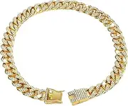 Dog Gold Chain Collar | Crystal Dog Chain Gold Dog Collar | Walking Dog Necklace with Buckle Pet Collar for Medium Dogs & Small Dogs