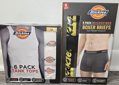 Dickies Bundle pack 5 pack of Boxers Brief Size Med, 6 Pack Tank Tops Size Med
