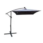 Tunearary Outdoor Umbrella Dark Grey Solar LED Lights Crank Cross Base Rectangle