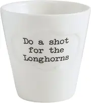 47th & Main White Ceramic Football Double Glass, 3-Ounces, Longhorn Fan Do A Shot