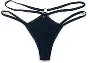 [FARZAH] Women Panties Female Underwear 3Pcs/Lot Lace Thin Strap Thong Women Low Waist Panties Sexy Underwear Ladies Briefs Lingere Panty Underware Comfortable Lingerie Thongs(Black 1pc,Large)