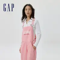 在飛比找蝦皮商城優惠-Gap 女裝 Logo寬鬆版牛仔吊帶褲 金標牛仔系列-粉色(