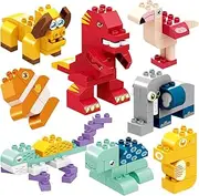 [Qizebaby] Building Toys for Kids，142PCS Classic Big Building Blocks Set for Toddler 2-5 Compatible with All Major Brands，STEM Animal Blocks Toy for Boy & Girl Preschool Birthday Christmas