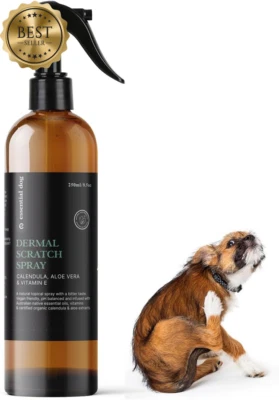 Essential Dog Anti-Itch Spray 250ml, Natural Dermal, Aloe, Vitamin E, Calendula