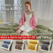 Double Sided Blanket Rug Sofa Couch Car Warm Winter Fleece Bed Throw Thickened