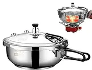 Portable Outdoor Pressure Cooker - Stainless Steel Multi-Cooker, Compact Food Steamer | Foldable Small Cooking Pot, Instant Cook Pot for Camping, Versatile Hotpot, Duromatic Inox Pressure Cooker