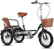 Three Wheel Tricycle Adult 14 Inch 3 Wheel Bikes Cruiser Trike Bicycles for Seniors Women Men Front Rear Fenders Back Seat Rear Cargo Basket, Tricycle