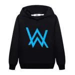 男童 ALAN WALKER DJ LOGO 衛衣青少年 AW 夜光衣服棉質連帽衫