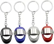 [TEMPNAP] 4Pcs Motorcycle Helmet Keychain Unique Helmet Shaped Key Rings Blue Black Silver and Red Durable Key Holder Pendant for Bags and