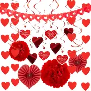 JOYIN 27 Pieces Valentines Day Decoration Kit with 1 Heart Shaped Garland, 2 Tis