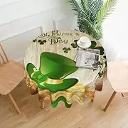St Patrick's Day Tablecloth Round Table Cloth 60 Inch Waterproof Party Table Covers for Picnic Kitchen Outdoor