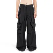 [JIYONGKIM] Wide Leg Belted Drape Trousers Black
