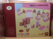 NIB~22 Pc Dollhouse Furniture Set~4 Rooms~1/12 Scale~Wooden~Small Furniture