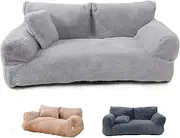 Zureto Revuera Pet Sofa, Calming Pet Sofa, Washable Large Memory Foam Revuera Pet Calming Sofa with Non-Slip Bottom Dog Sofa (Light Grey, XL (31.5 × 22.8 × 11.8"))