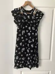 Decjuba Dress High Neck Ruffle Cold Shoulder Black And White Size 14