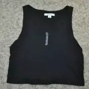 Adam Levine Crop Top Sleeveless Henley Black Tank Top Women's Shirt-sz L