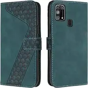 Flip Wallet Case for Samsung Galaxy M31/M31 Prime/M21S/F41, Business Casual Leather Credit Card Holder Slots Kickstand Protective Phone Cover Case-Green