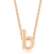 Rose Gold Plated Brass Small Lowercase Letter B Initial 18+2" Necklace