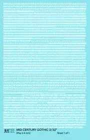 K4 HO Scale Water Slide Decals White 3/32 Inch Mid Century Gothic Letter