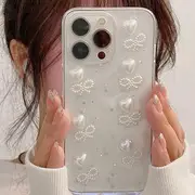 Bow Heart / Bear Transparent Phone Case - iPhone 7 / 8 / SE / 7 Plus / 8 Plus / X / XS / XR / XS Max / 11 / 11 Pro / 11 Pro Max / 12 / 12 Pro / 12 mini / 12 Pro Max / 13 / 13 Pro / 13 mini / 13 Pro Max Bow & Heart - Transparent - iPhone 11