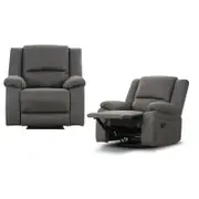 Anderson 2pc Set 1 Seater Fabric Electric Recliner Sofa Chair Latte Light Grey