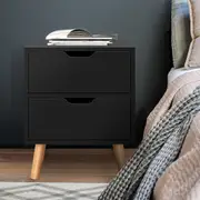 2x ALFORDSON Bedside Table Nightstand Side Table (Black)