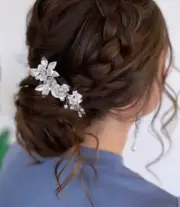 Silver Floral Bridal Comb Floral Wedding Hair Comb Bridal Crystal Hair comb