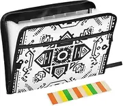 Quteprint 13 Pockets Expanding File Folder with Zipper Closure, Geometric Aztec Accordion File Folder with Sticky Labels, Letter Size A4 Papers Expandable File Document Organizer