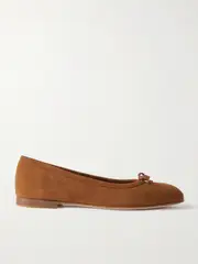 [Manolo Blahnik] Manolo Blahnik - Veralli Bow-detailed Suede Ballet Flats - Brown - IT40 IT 40 Brown