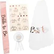 [LIGIGWASH] 1Set Bride Sash with Veil Stickers Bachelorette Party Accessories for Bridal Showers Pre Wedding Events Stylish Comfortable Fit for Brides