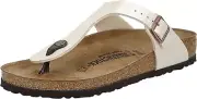 Birkenstock Gizeh Regular Fit Birko Flor Graceful Pearl White US M 9 W 11 -EU 42