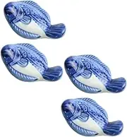 LOPUNER 4pcs Ceramic Chopsticks Rests Elegant Fish Shape Cutlery Holders for Table Decor Smooth Surface for Chopsticks Spoons and Forks Kitchen Gadget