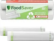 FoodSaver Vacuum Sealer Rolls | Recycled and Reusable Food Bags | Keep Food Fresh up to 5X Longer | BPA Free | 2 Rolls for Freezer and Cooking (28 cm x 3 m)