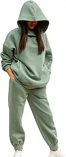 [Generic] Hoodie and Sweatpants Set - Hoodie Set Washable Long Sleeved Sweatsuit - Loose Yoga Tracksuit Lounge Sports Suit Set for Girls