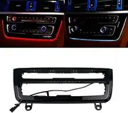 Car Inner Air Condition A/C Panel LED Lighting Ambient Light Trim Accessories for BMW 3 4 Series 3GT F30 F36 M3 M4 Center Control Two-Color Atmosphere Lamp Panel Replacement Cover (Piano Black)
