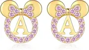 [MAVTZRE] 925 Sterling Silver Earrings for Girl Women: Hypoallergenic Initial Earrings with Pink Cubic Zirconia White Gold/Gold Cute Earrings Studs for Sensitive Ears Chirstmas Birthday Gifts