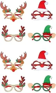 ifundom 8 Pcs Christmas Glasses Frame Prom Props Prom Decor Costume Glasses Christmas Santa Hat Eyeglasses Christmas Party Glasses Decor Reindeer Glasses Xmas Glasses Frames Xmas Eyewear