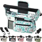 Tyuodna Baby Pram Bag Stroller,Universal Stroller Bag with 2 Insulated Cup Holder,Large Capacity Baby Bag Organiser,Buggy Organiser with Shoulder Strap&Non-Slip Secure Hooks (Sloth)