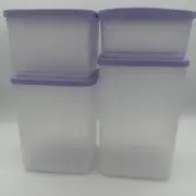 Tupperware Basic Bright Square Containers 650ml, 1L, 1.8L, & 2.2L Set of 4
