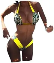 [Generic] Two-Piece Leopard Sexy Swimwear for Women in Polyester and Spandex