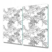 Glass Kitchen Chopping Board Worktop Saver Black and white forest 2x30x52