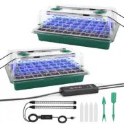 2X Adjustable 40 Holes Full Spectrum Plant Propagator Seed Tray with Grow Lights