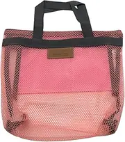 [UxicRuya] Mesh Beach Tote Toiletry Bag Pool Bag Lightweight Portable Make up Organizer Travel Cosmetic Bag for Women Holiday, Pink