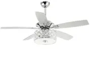 ParrotUncle 52" Tibuh Crystal Ceiling Fan with Led Lights - Silver (F6217AQ110V)